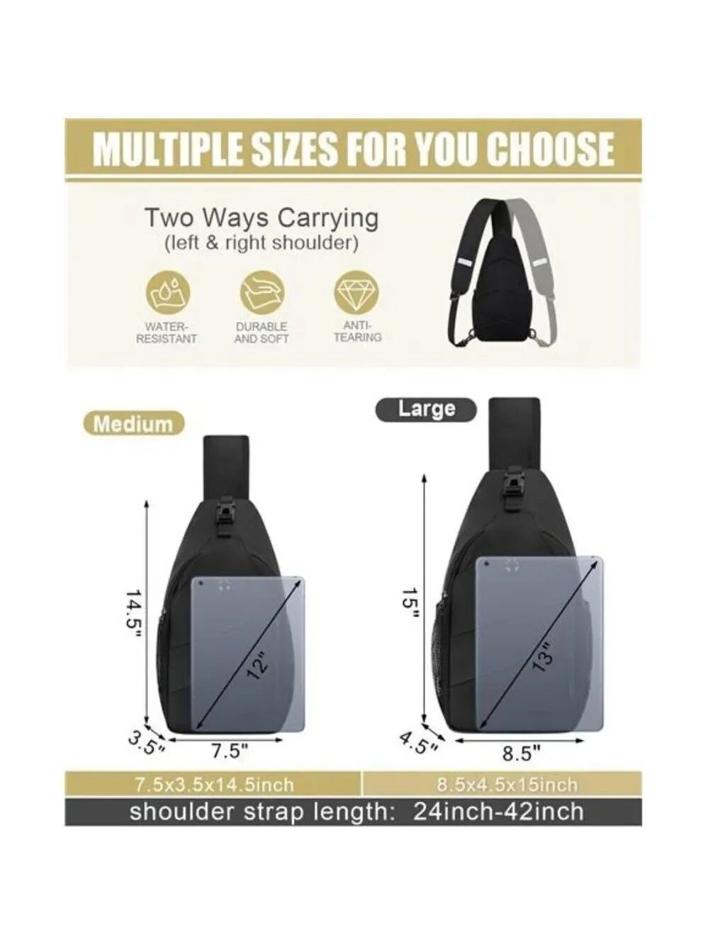 Waterproof Crossbody Bag for Men Women Travel Hiking Chest Sling Bag